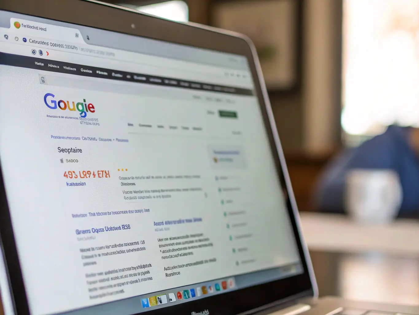 A search engine results page (SERP) with highlighted optimized listings and analytics graphs, illustrating the impact of SEO and SEM services on website visibility.